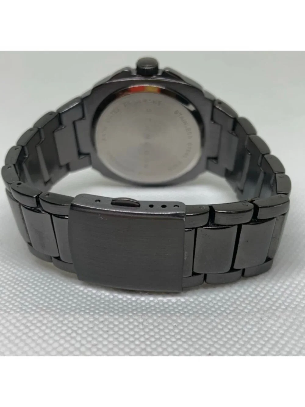 Sean John Black Dial Gunmetal Link Stainless Steel Band men Watch 41mm running